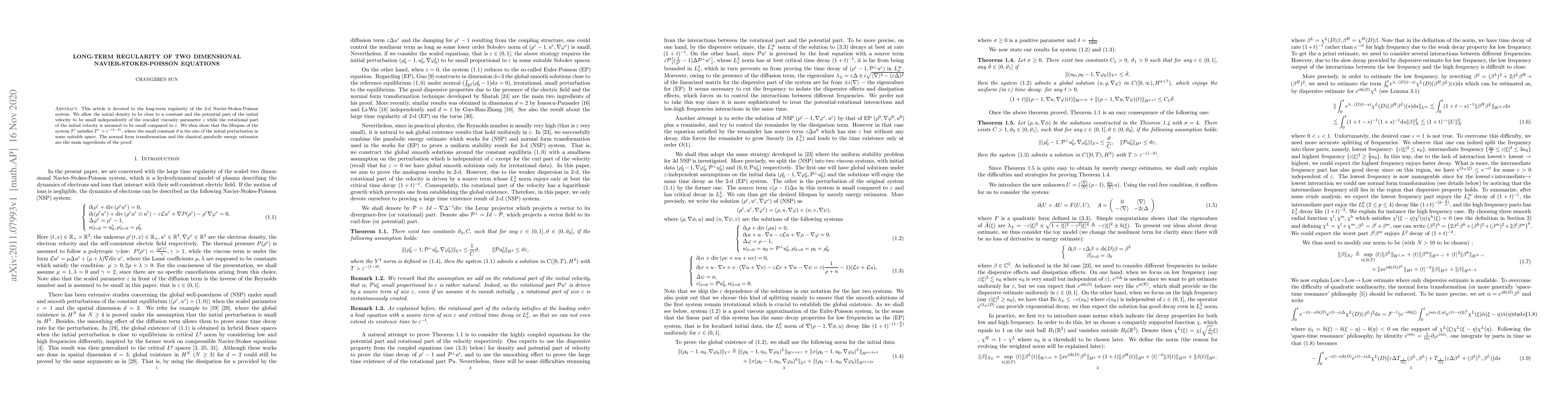 Thumbnail for Long-term regularity of two dimensional Navier-Stokes-Poisson equations