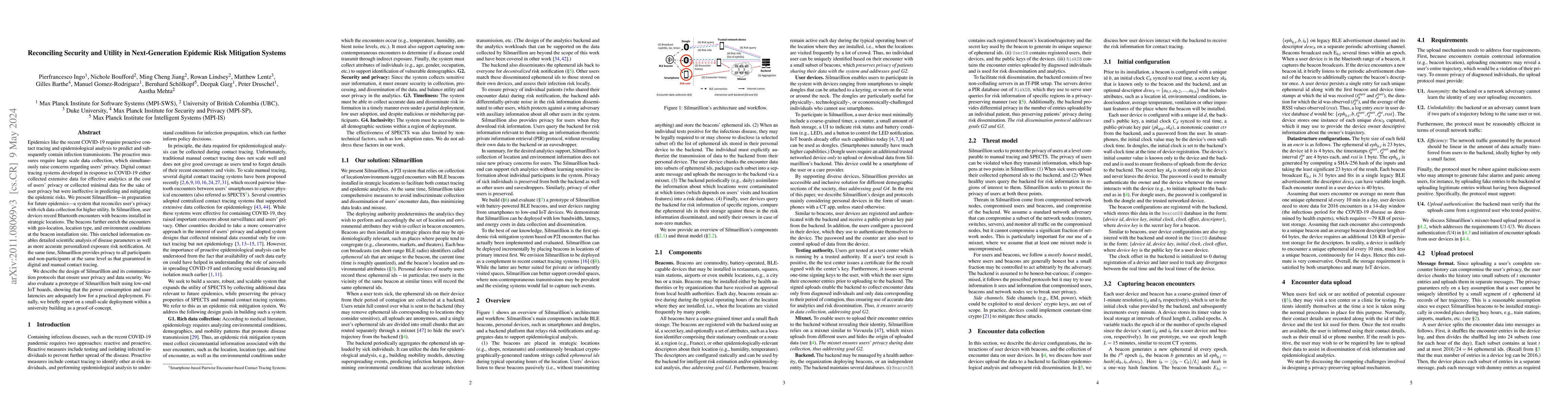 Thumbnail for Reconciling Security and Utility in Next-Generation Epidemic Risk
  Mitigation Systems