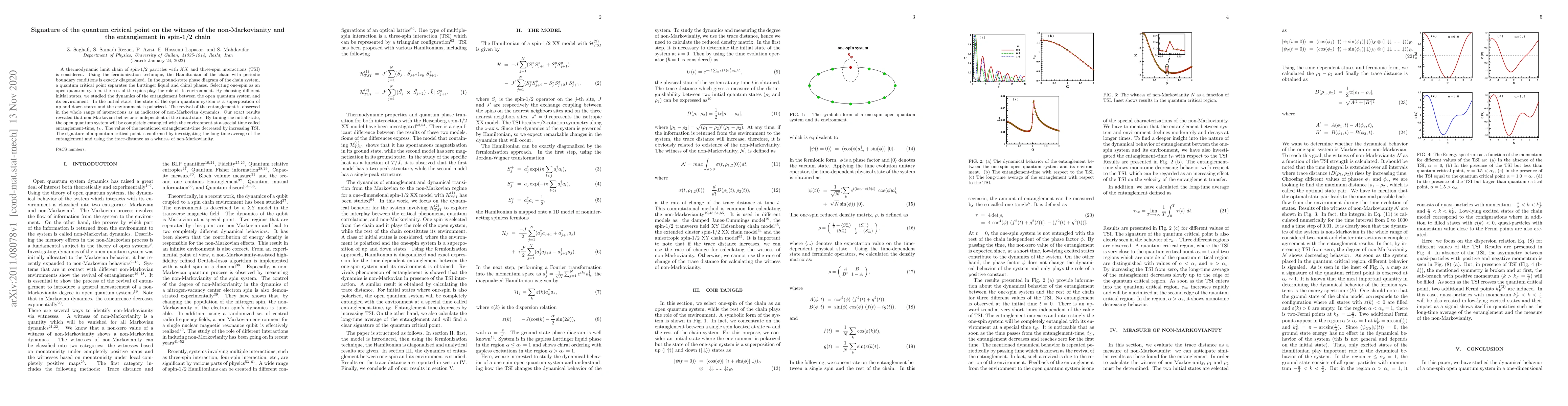 Thumbnail for Signature of the quantum critical point on the witness of the
  non-Markovianity and the entanglement in spin-1/2 chain