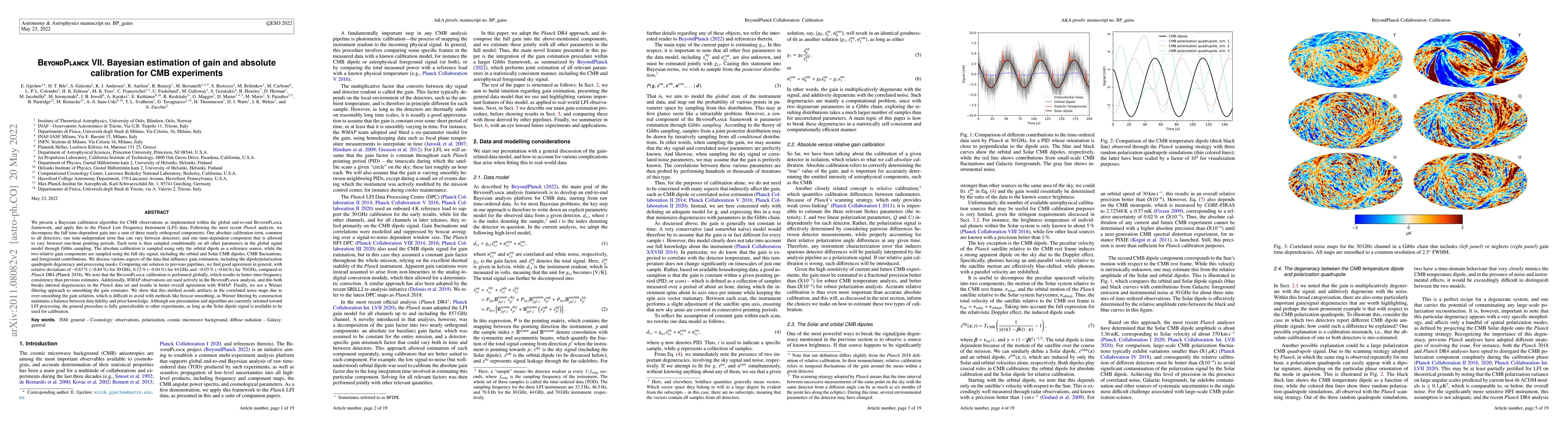 Thumbnail for BeyondPlanck VII. Bayesian estimation of gain and absolute calibration
  for CMB experiments