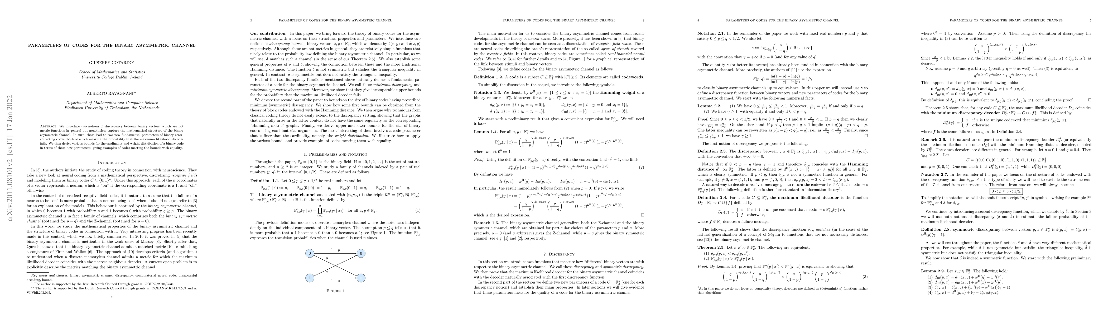 Thumbnail for Parameters of Codes for the Binary Asymmetric Channel