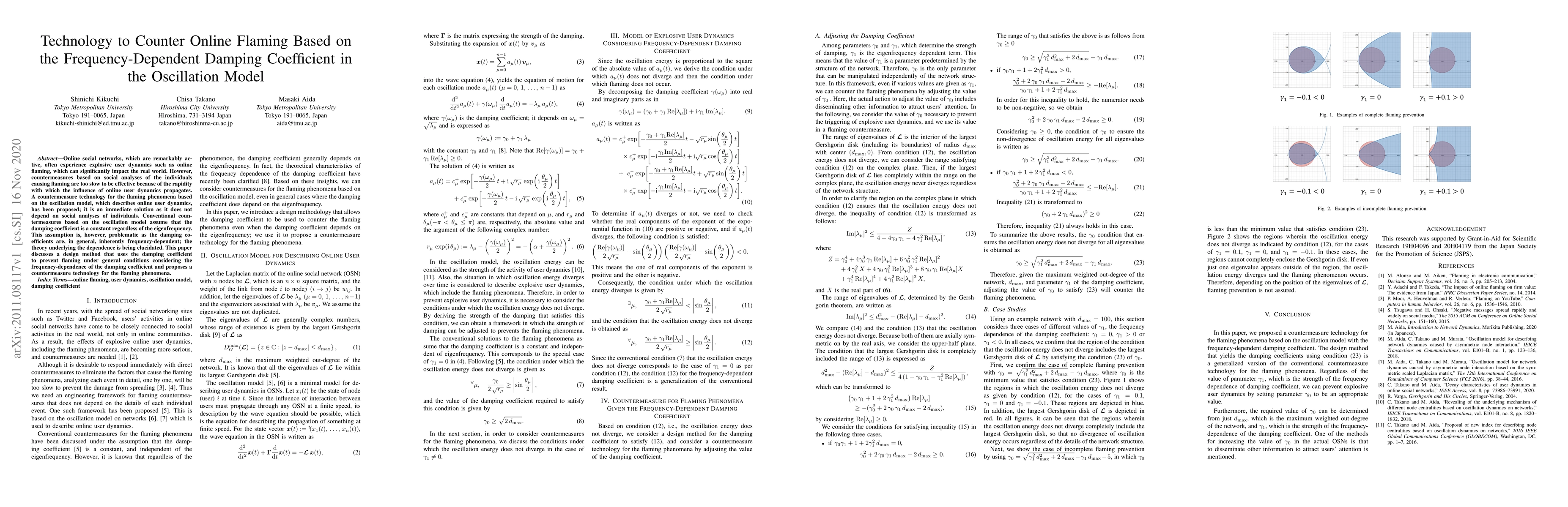 Thumbnail for Technology to Counter Online Flaming Based on the Frequency-Dependent
  Damping Coefficient in the Oscillation Model