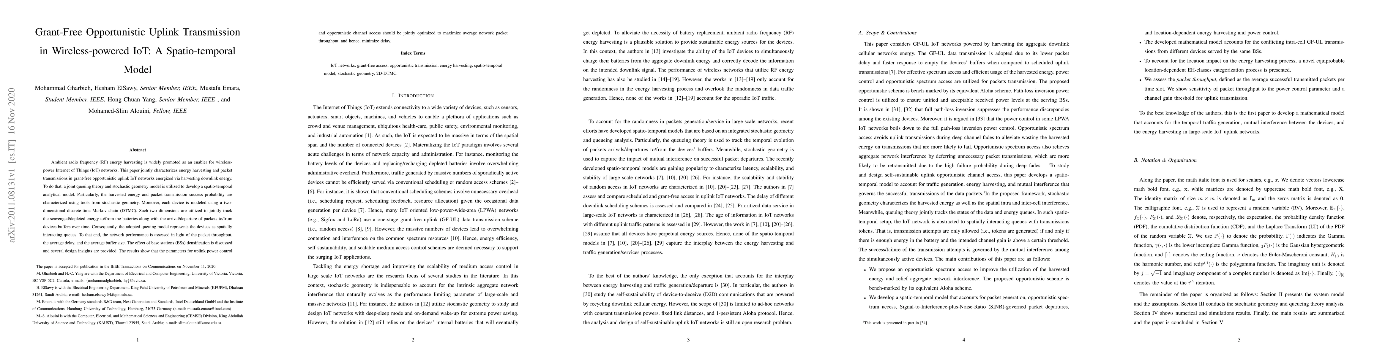 Thumbnail for Grant-Free Opportunistic Uplink Transmission in Wireless-powered IoT: A
  Spatio-temporal Model