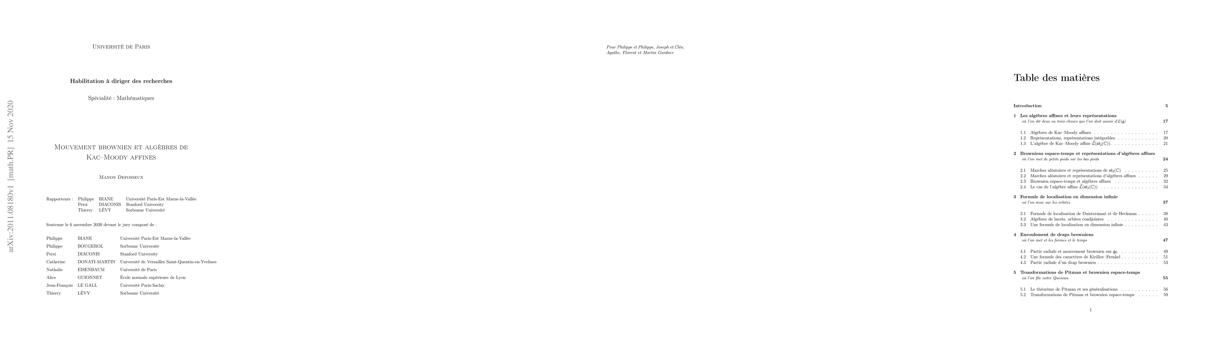 Thumbnail for Brownian motion and affine Kac-Moody algebras