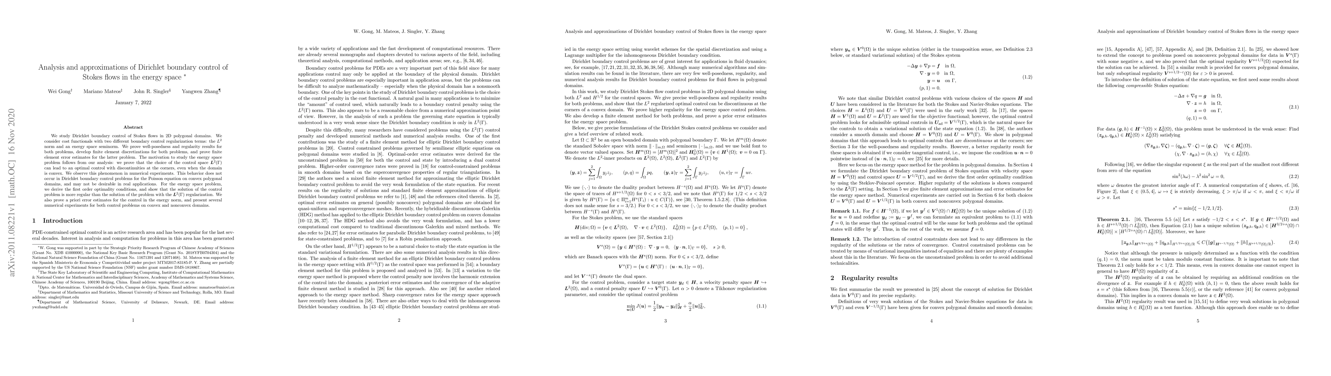 Thumbnail for Analysis and approximations of Dirichlet boundary control of Stokes
  flows in the energy space
