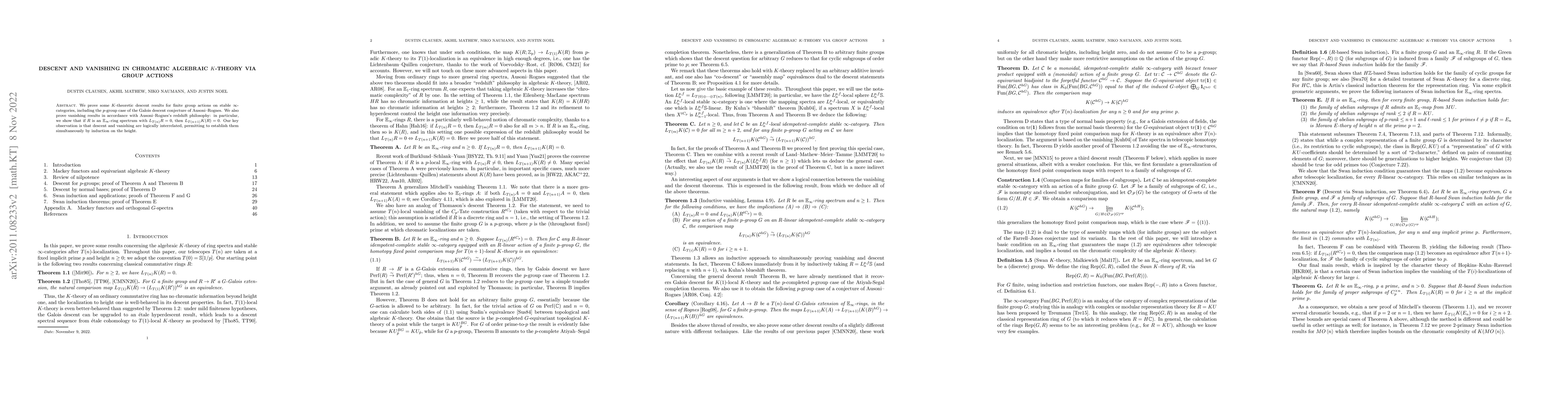 Thumbnail for Descent and vanishing in chromatic algebraic $K$-theory via group
  actions