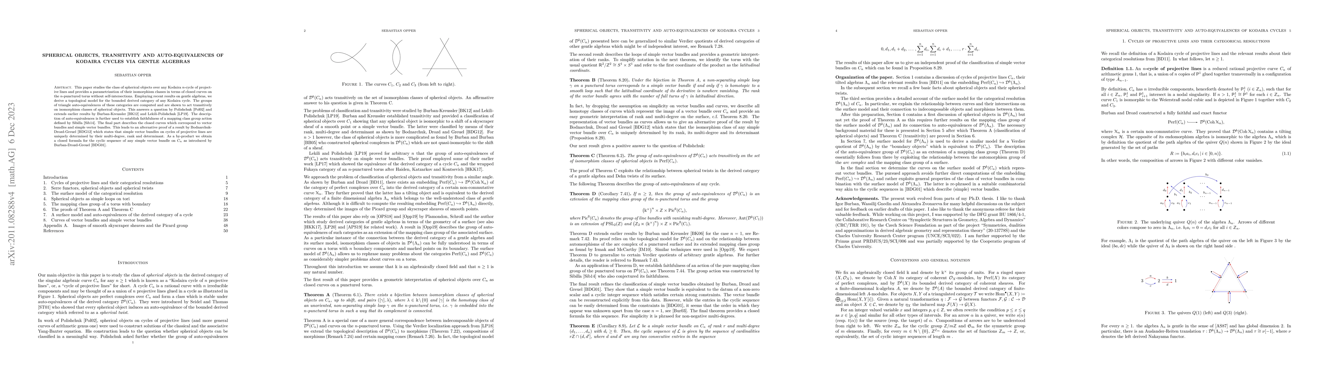 Thumbnail for Spherical objects, transitivity and auto-equivalences of Kodaira cycles
  via gentle algebras