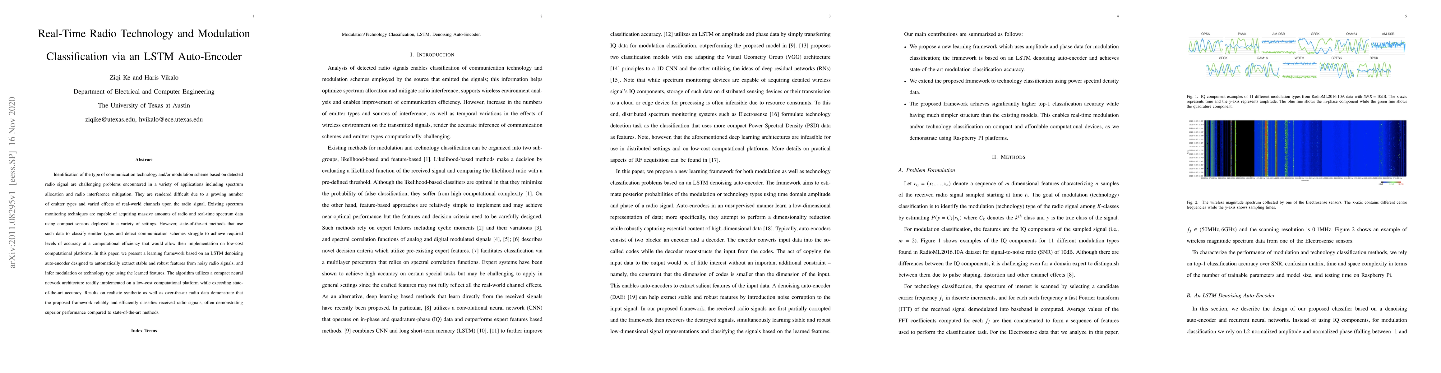 Thumbnail for Real-Time Radio Technology and Modulation Classification via an LSTM
  Auto-Encoder