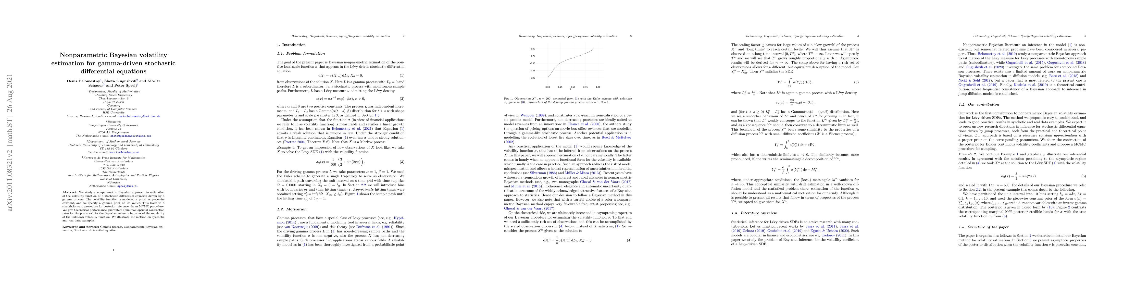Thumbnail for Nonparametric Bayesian volatility estimation for gamma-driven stochastic
  differential equations