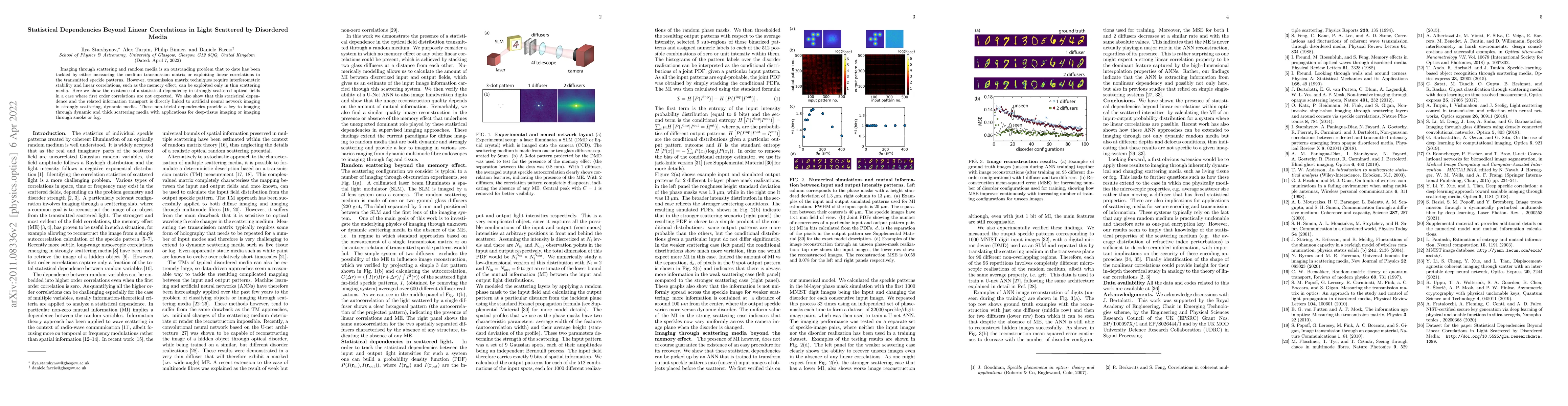 Thumbnail for Statistical Dependencies Beyond Linear Correlations in Light Scattered
  by Disordered Media