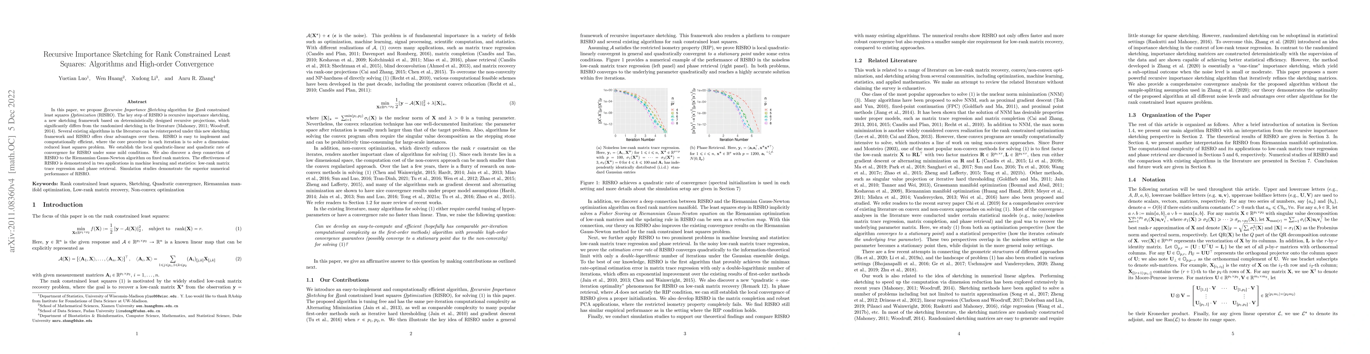 Thumbnail for Recursive Importance Sketching for Rank Constrained Least Squares:
  Algorithms and High-order Convergence