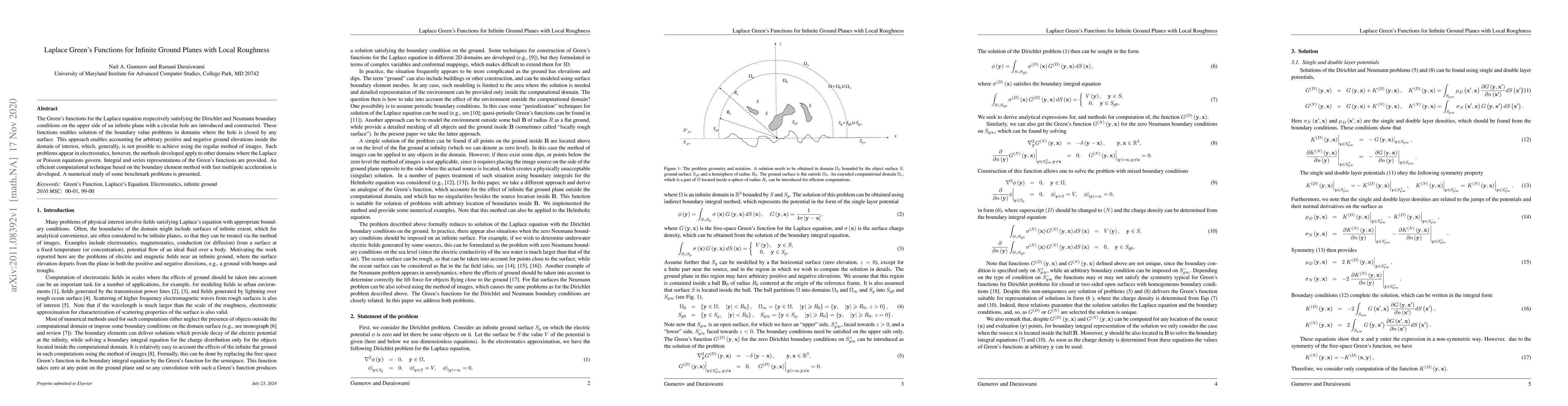 Thumbnail for Laplace Green's Functions for Infinite Ground Planes with Local
  Roughness