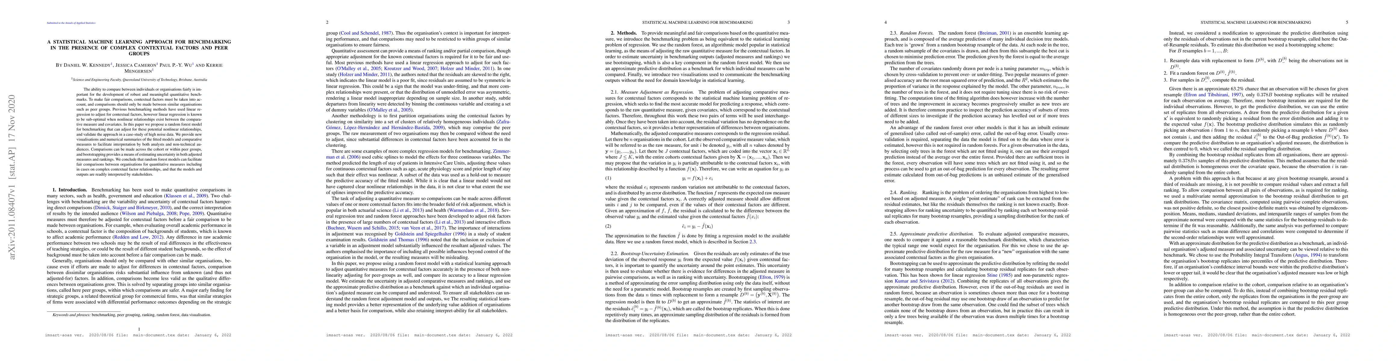 Thumbnail for A statistical machine learning approach for benchmarking in the presence
  of complex contextual factors and peer groups