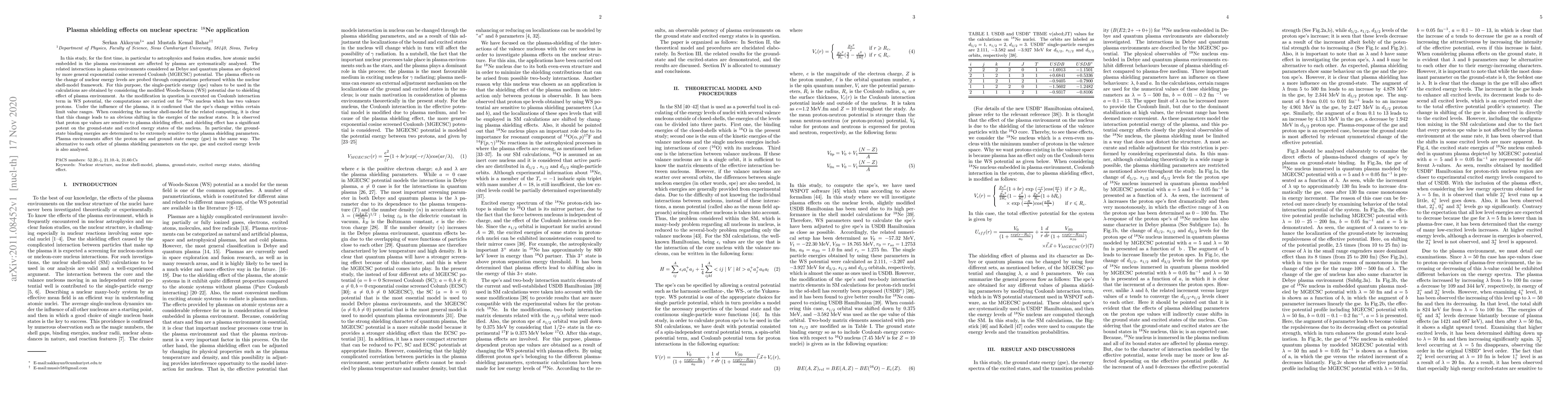 Thumbnail for Plasma shielding effects on nuclear spectra: $^{18}$Ne application