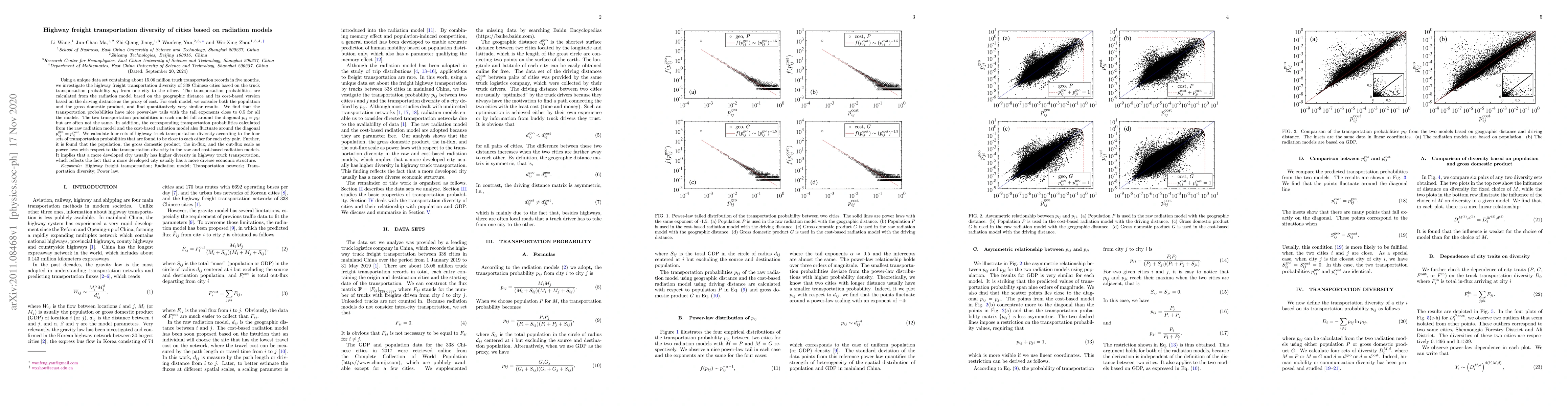 Thumbnail for Highway freight transportation diversity of cities based on radiation
  models