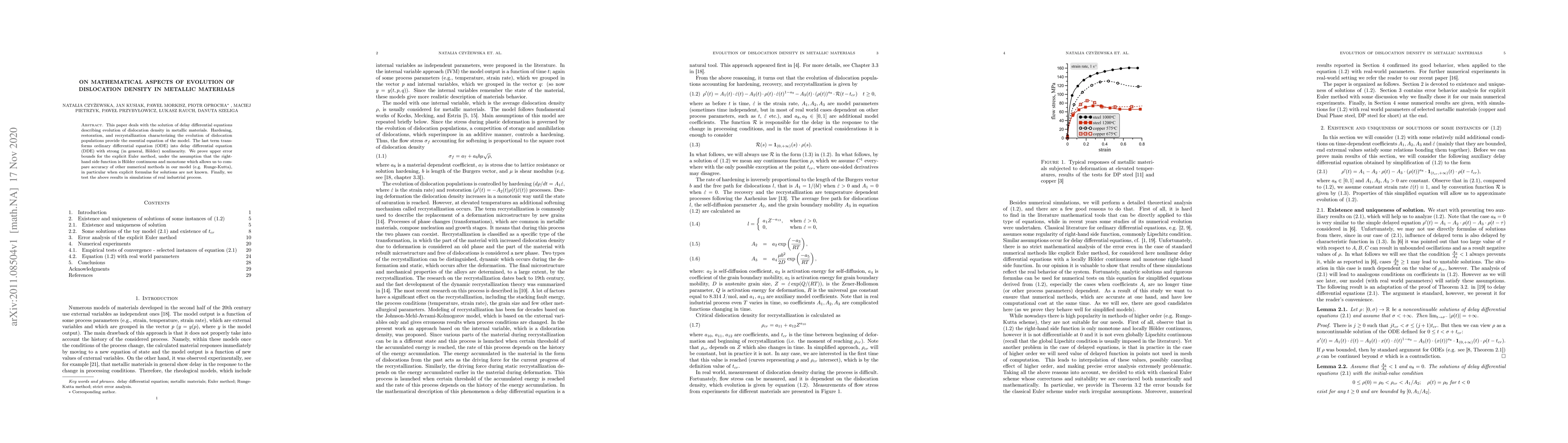 Thumbnail for On mathematical aspects of evolution of dislocation density in metallic
  materials