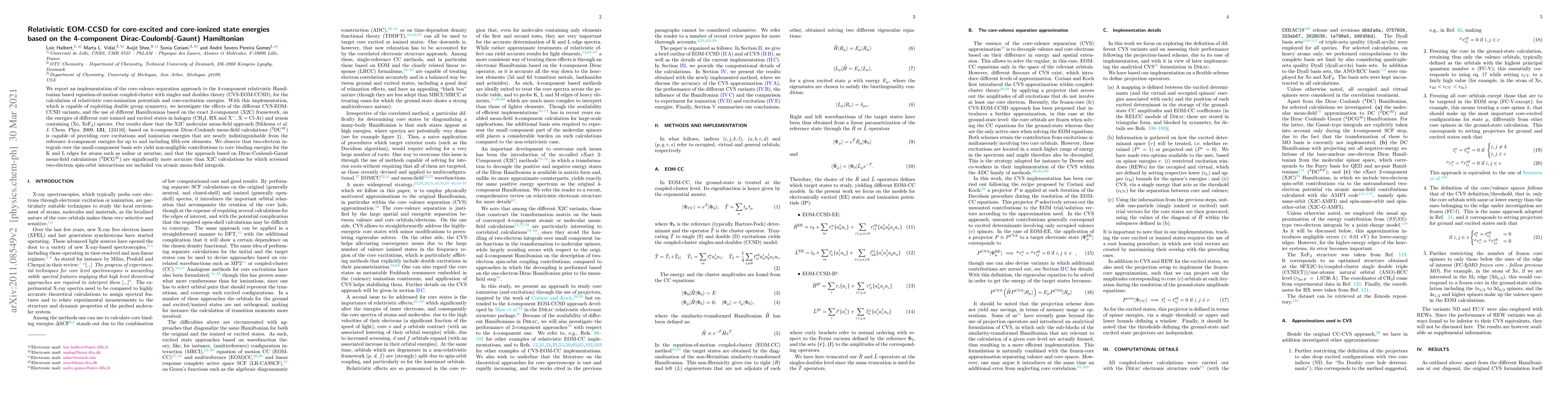 Thumbnail for Relativistic EOM-CCSD for core-excited and core-ionized state energies
  based on the 4-component Dirac-Coulomb(-Gaunt) Hamiltonian