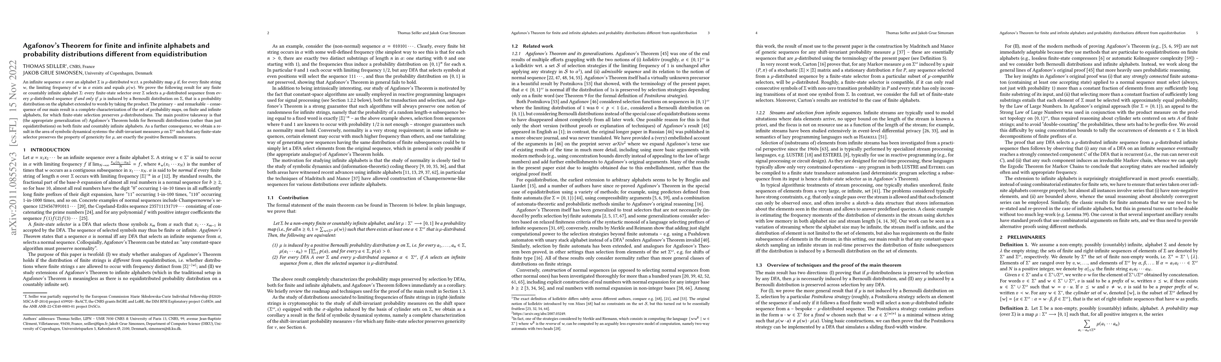 Thumbnail for Agafonov's Theorem for finite and infinite alphabets and probability
  distributions different from equidistribution