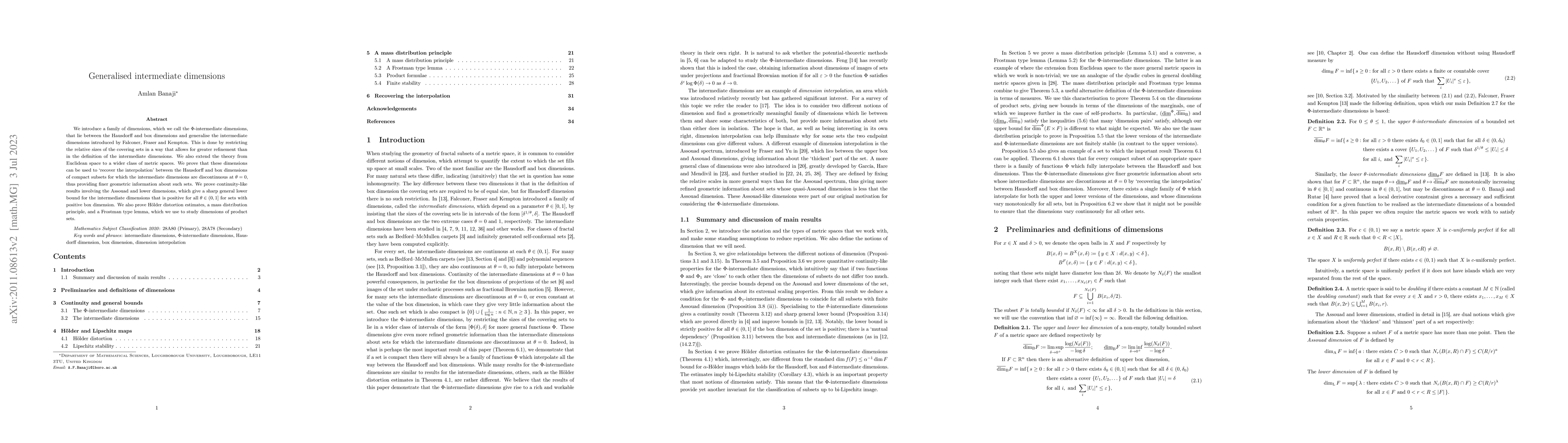 Thumbnail for Generalised intermediate dimensions