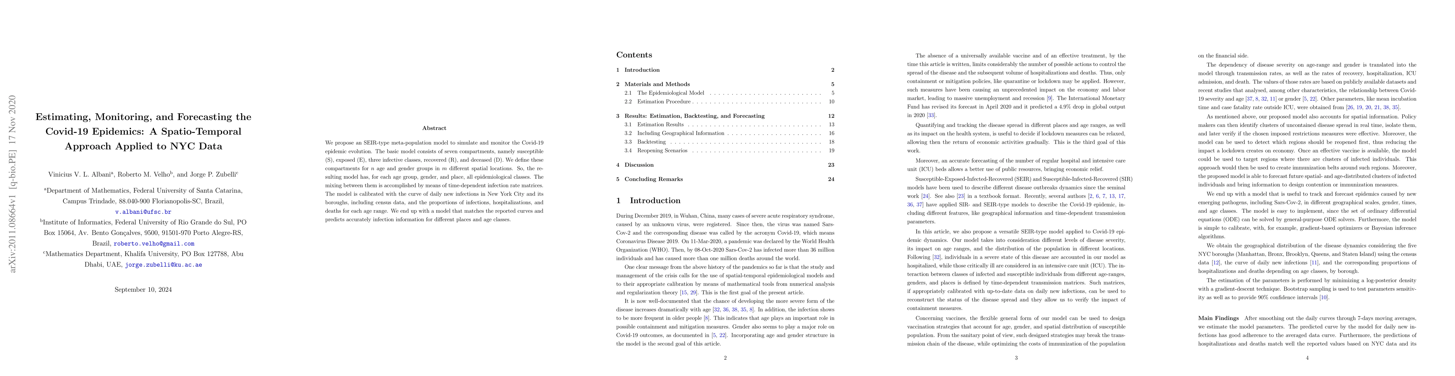 Thumbnail for Estimating, Monitoring, and Forecasting the Covid-19 Epidemics: A
  Spatio-Temporal Approach Applied to NYC Data