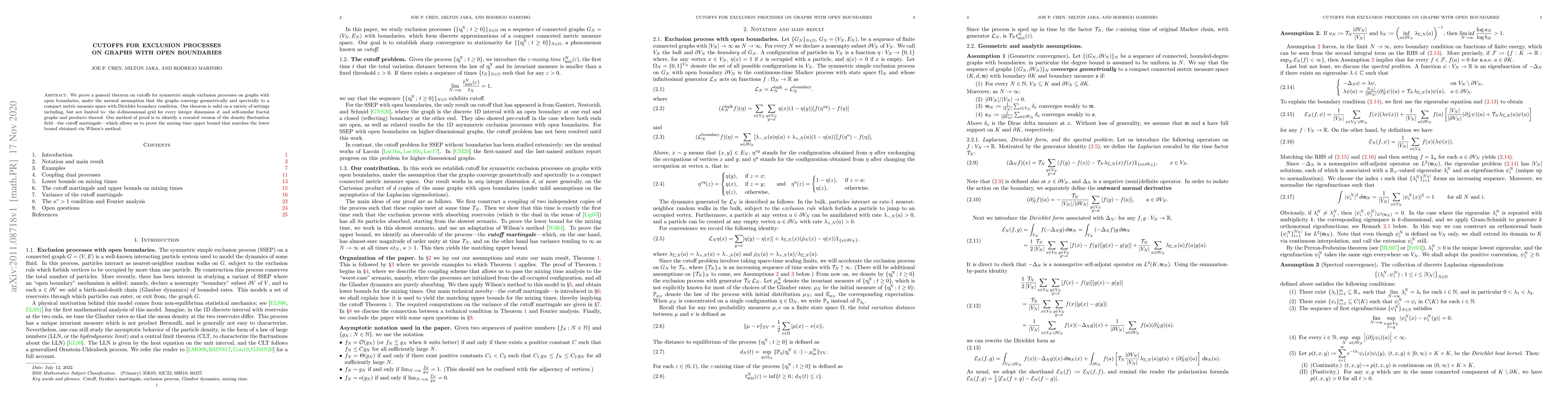 Thumbnail for Cutoffs for exclusion processes on graphs with open boundaries