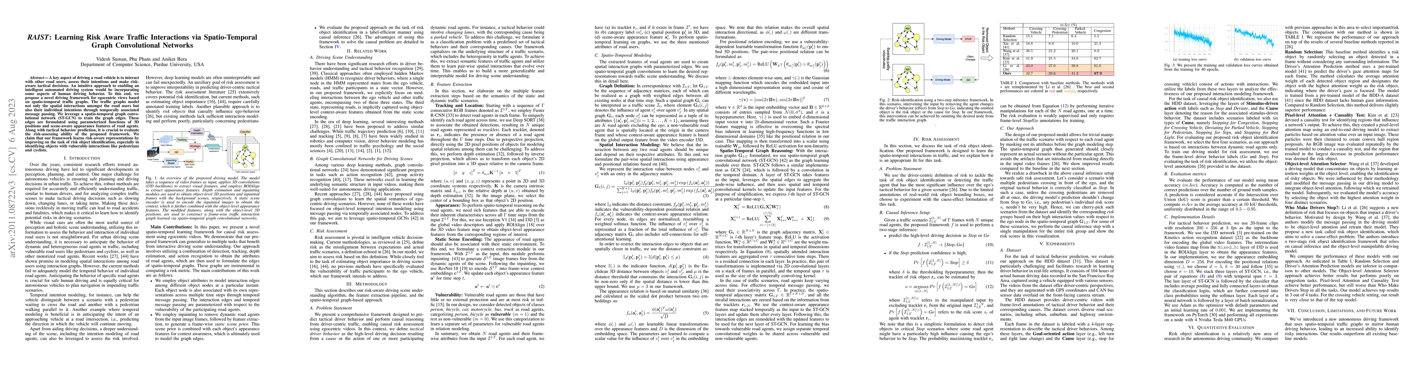 Thumbnail for RAIST: Learning Risk Aware Traffic Interactions via Spatio-Temporal
  Graph Convolutional Networks