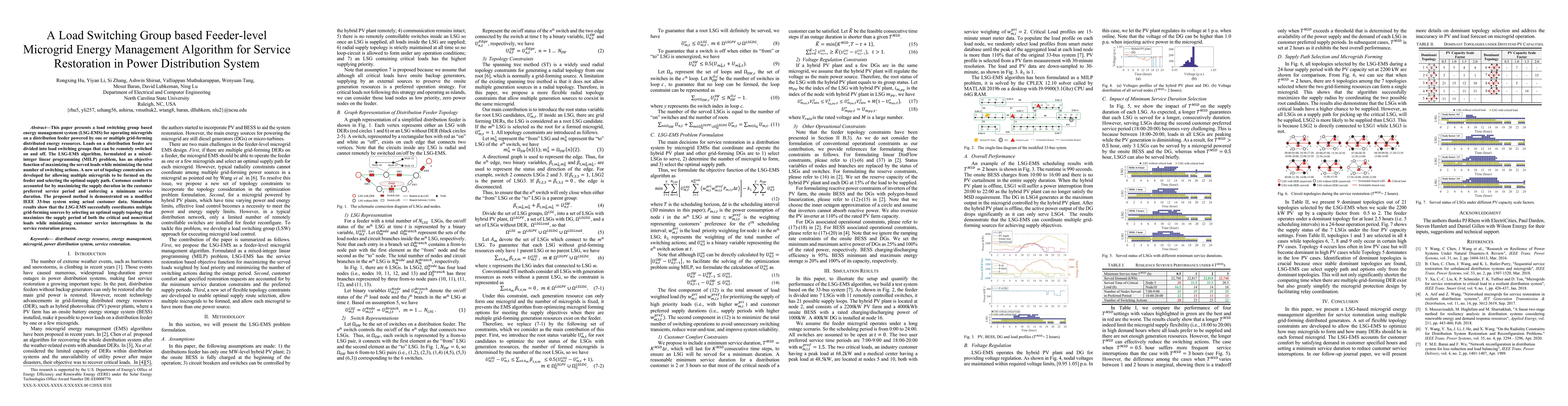 Thumbnail for A Load Switching Group based Feeder-level Microgrid Energy Management
  Algorithm for Service Restoration in Power Distribution System