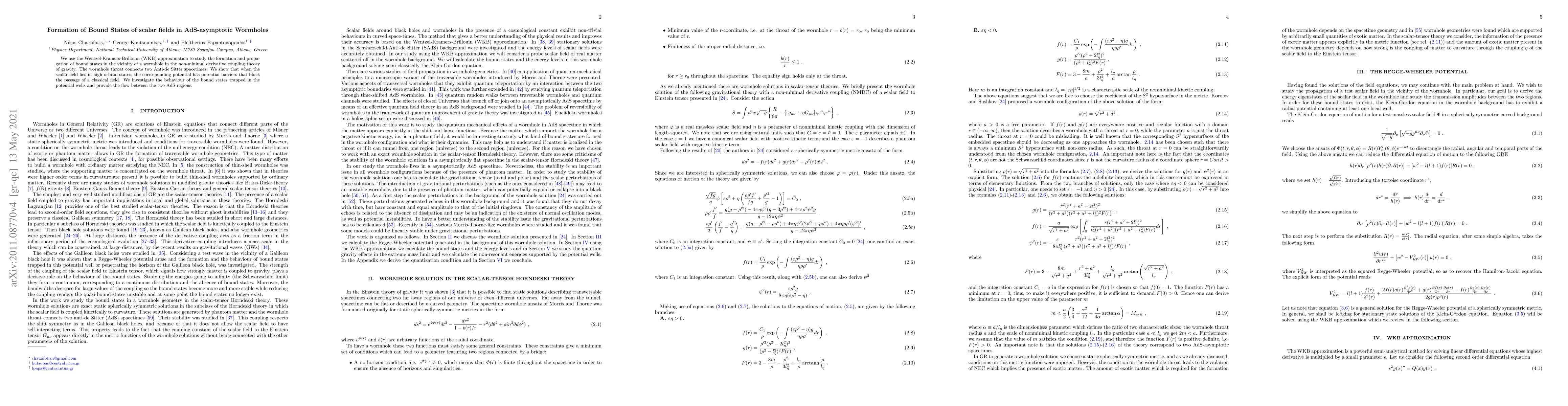 Thumbnail for Formation of Bound States of scalar fields in AdS-asymptotic Wormholes