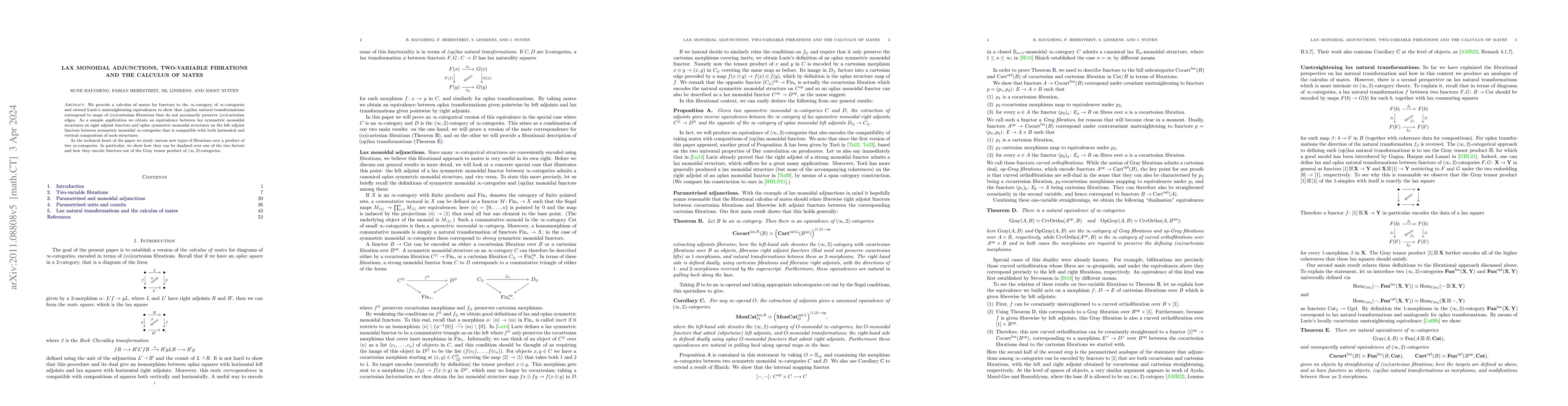Thumbnail for Lax monoidal adjunctions, two-variable fibrations and the calculus of
  mates