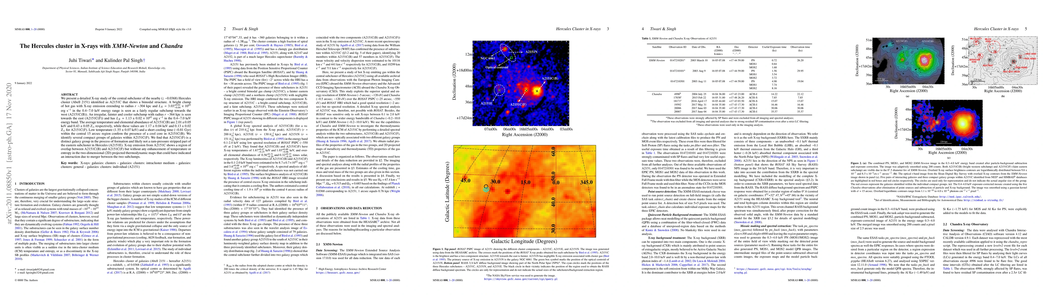 Thumbnail for The Hercules cluster in X-rays with $XMM$-$Newton$ and $Chandra$