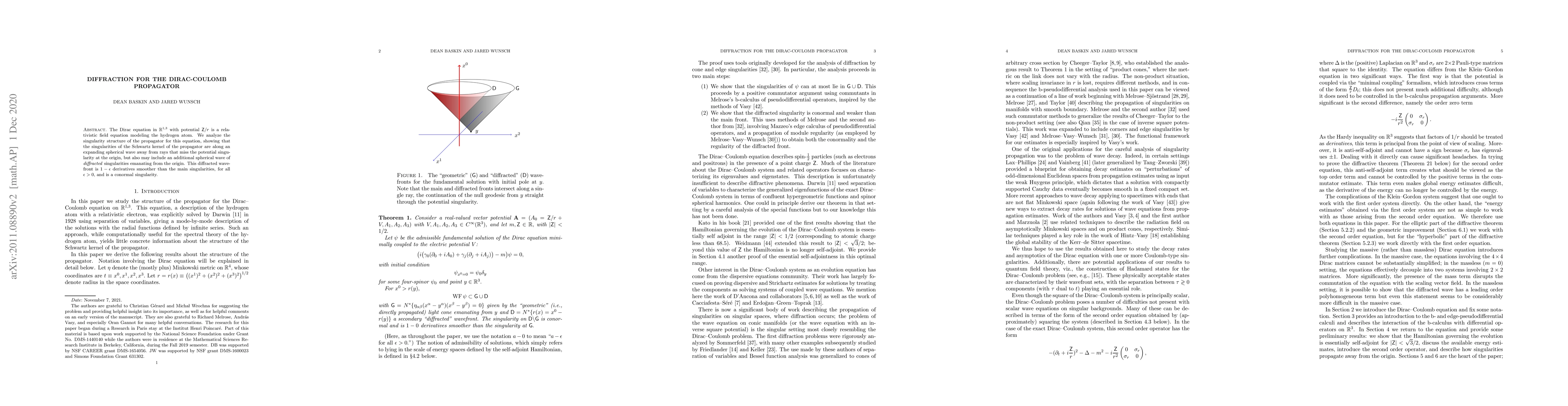 Thumbnail for Diffraction for the Dirac-Coulomb propagator