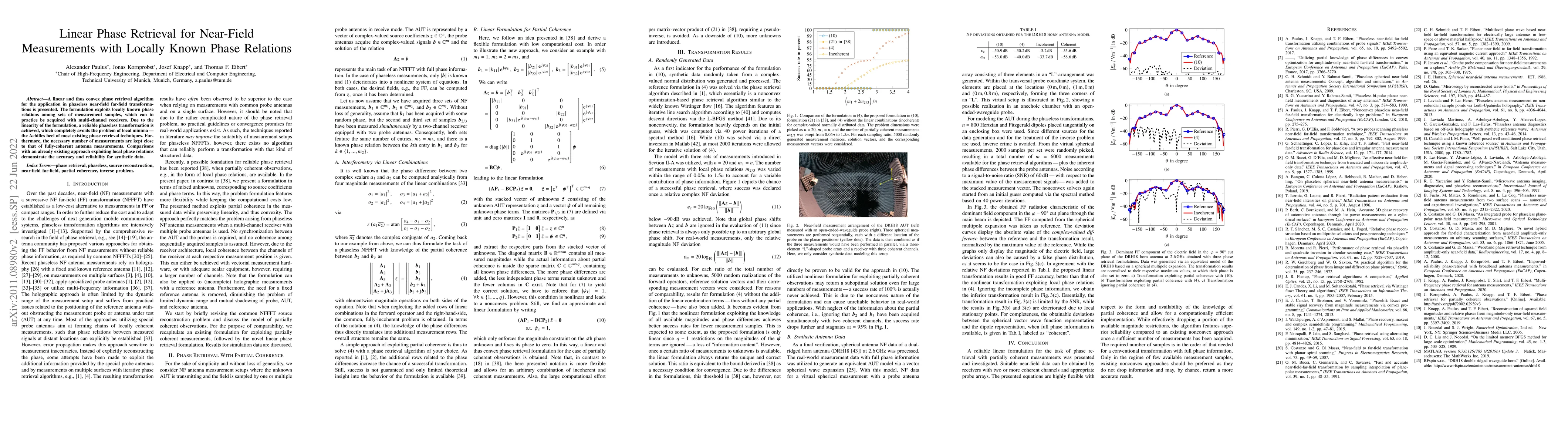 Thumbnail for Linear Phase Retrieval for Near-Field Measurements with Locally Known
  Phase Relations