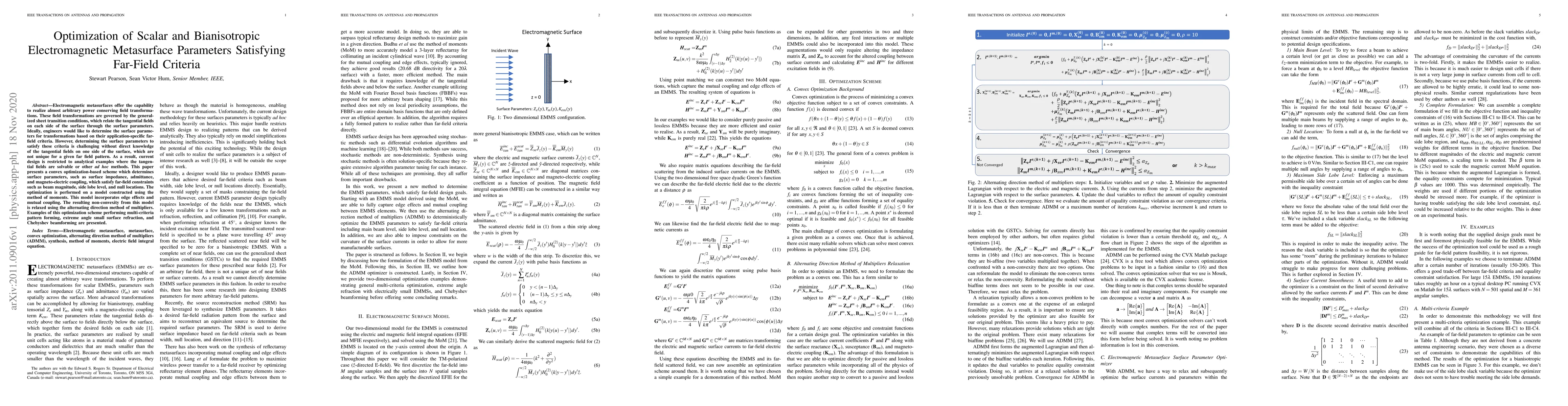Thumbnail for Optimization of Scalar and Bianisotropic Electromagnetic Metasurface
  Parameters Satisfying Far-Field Criteria