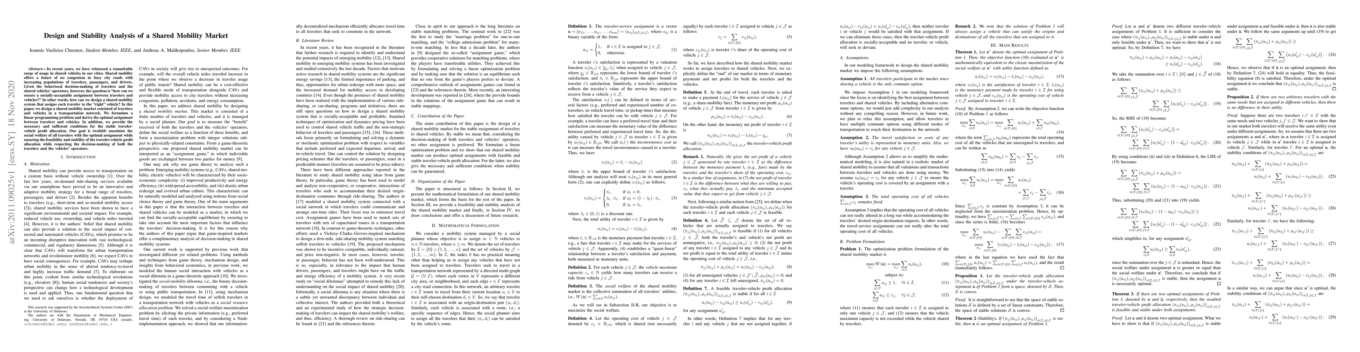 Thumbnail for Design and Stability Analysis of a Shared Mobility Market