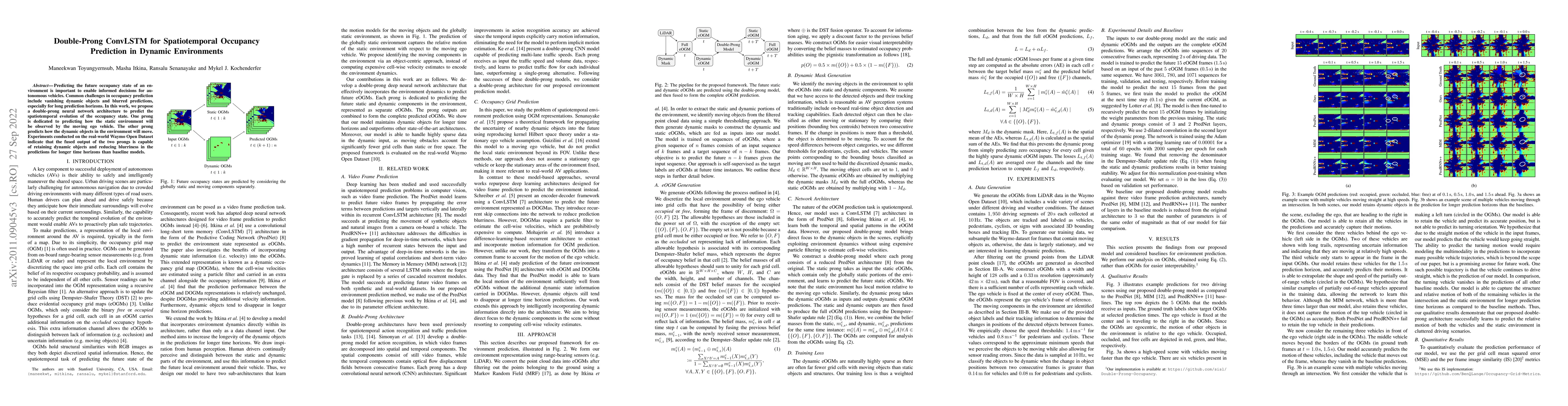 Thumbnail for Double-Prong ConvLSTM for Spatiotemporal Occupancy Prediction in Dynamic
  Environments
