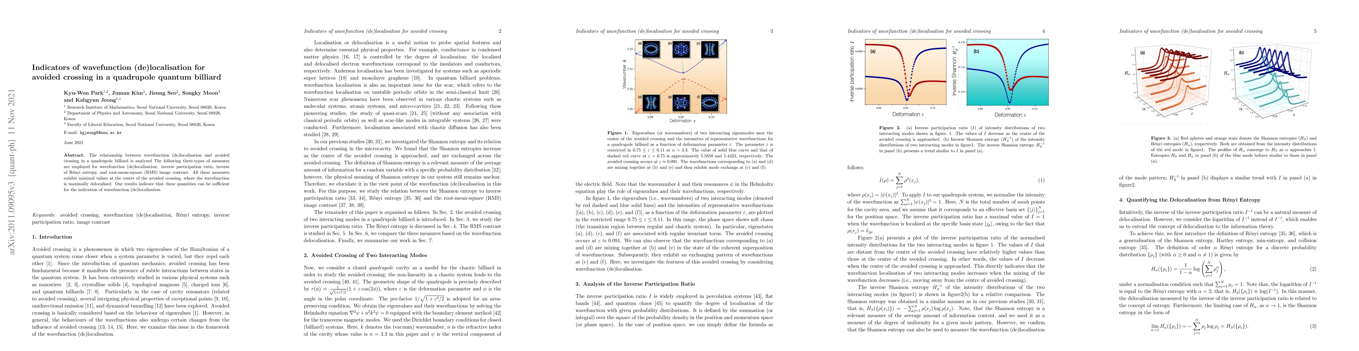 Thumbnail for Indicators of wavefunction (de)localization in the avoided crossing in a
  quadrupole cavity