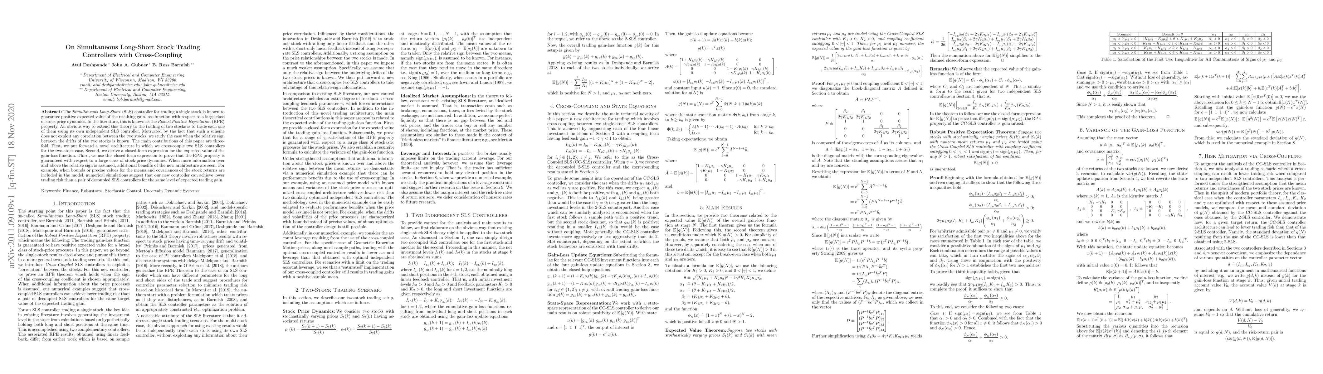 Thumbnail for On Simultaneous Long-Short Stock Trading Controllers with Cross-Coupling
