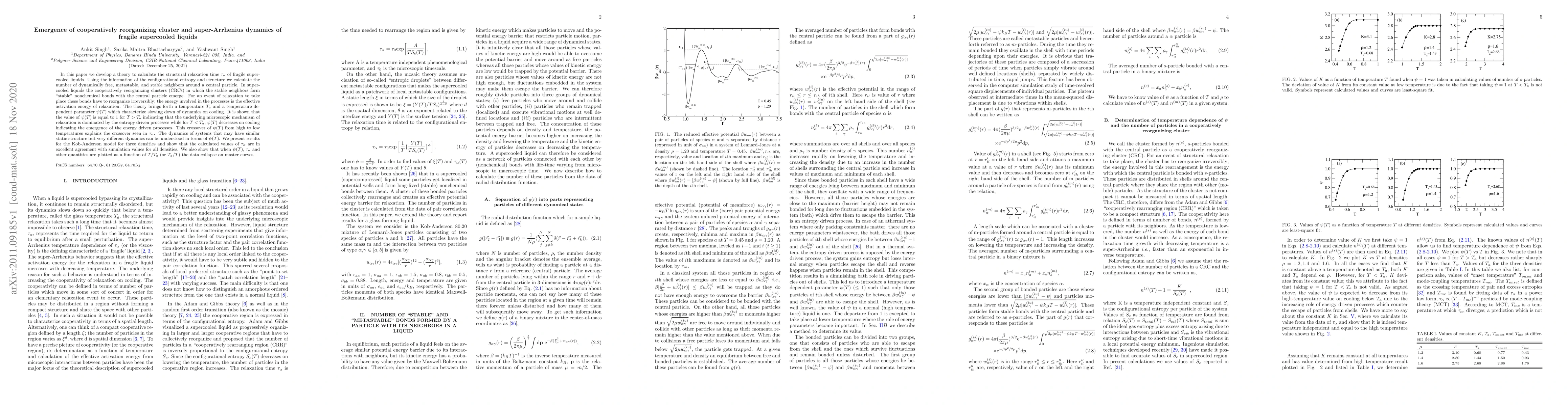 Thumbnail for Emergence of cooperatively reorganizing cluster and super-Arrhenius
  dynamics of fragile supercooled liquids