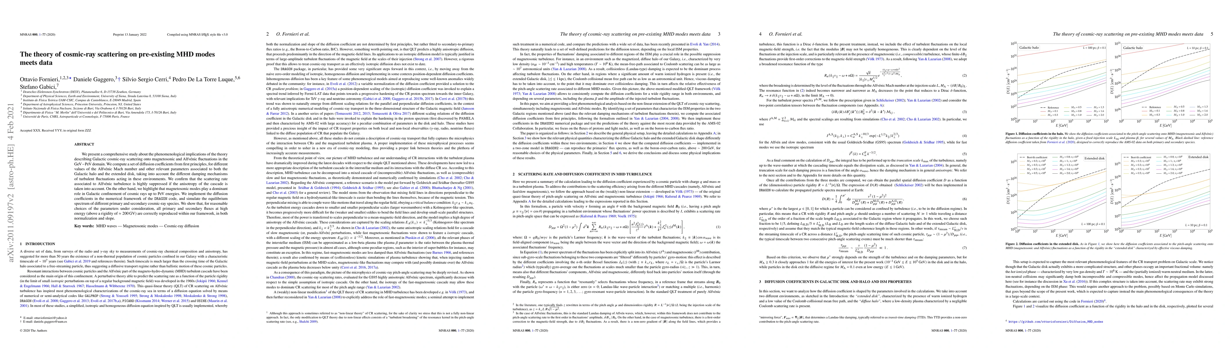 Thumbnail for The theory of cosmic-ray scattering on pre-existing MHD modes meets data