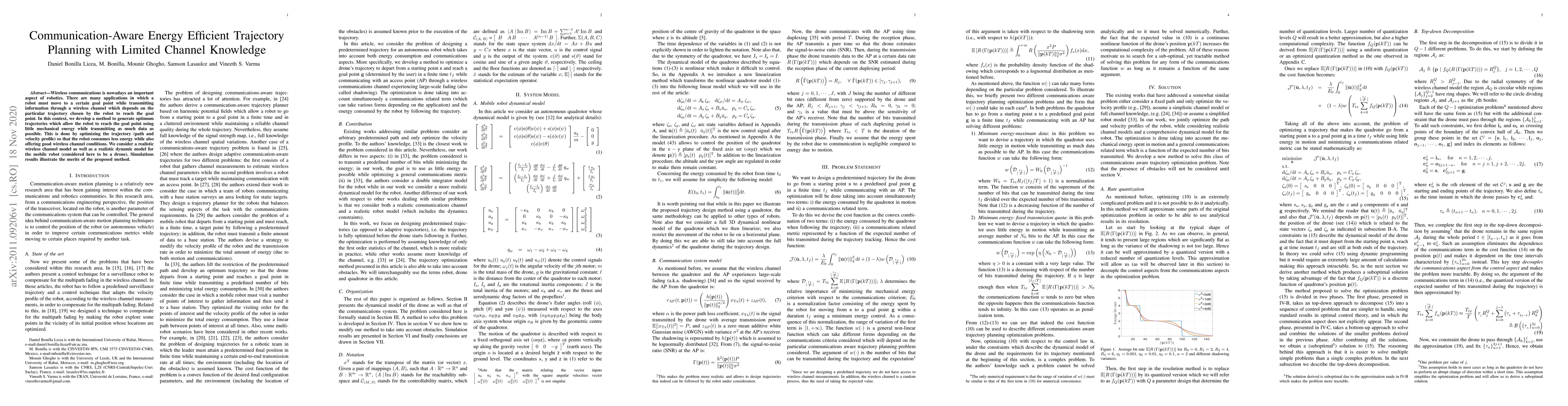 Thumbnail for Communication-Aware Energy Efficient Trajectory Planning with Limited
  Channel Knowledge