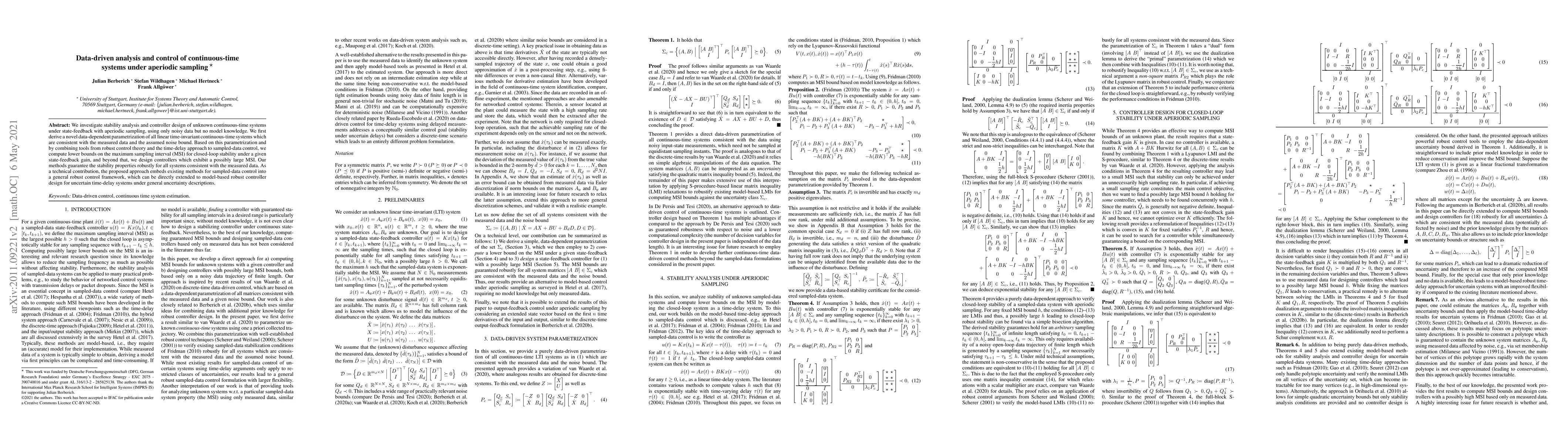 Thumbnail for Data-driven analysis and control of continuous-time systems under
  aperiodic sampling