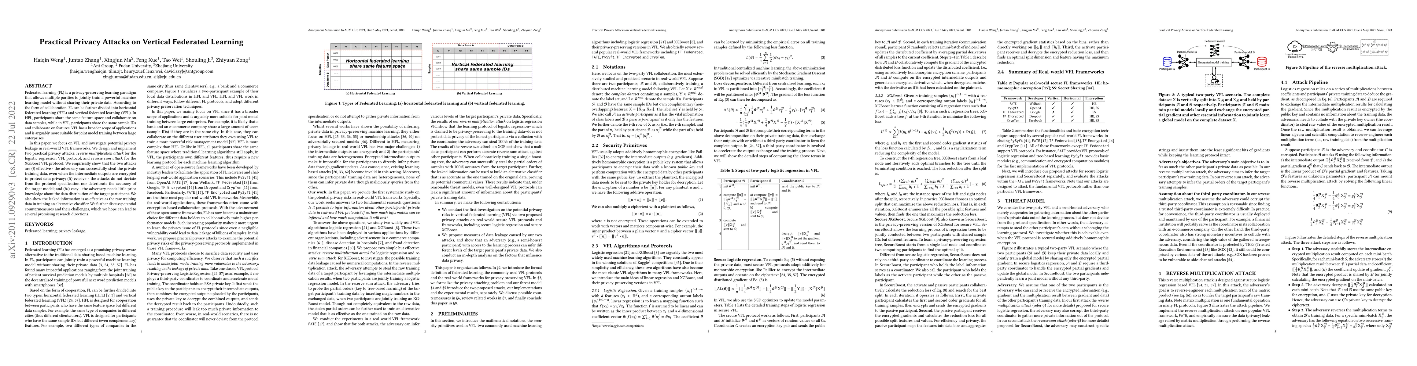 Thumbnail for Practical Privacy Attacks on Vertical Federated Learning