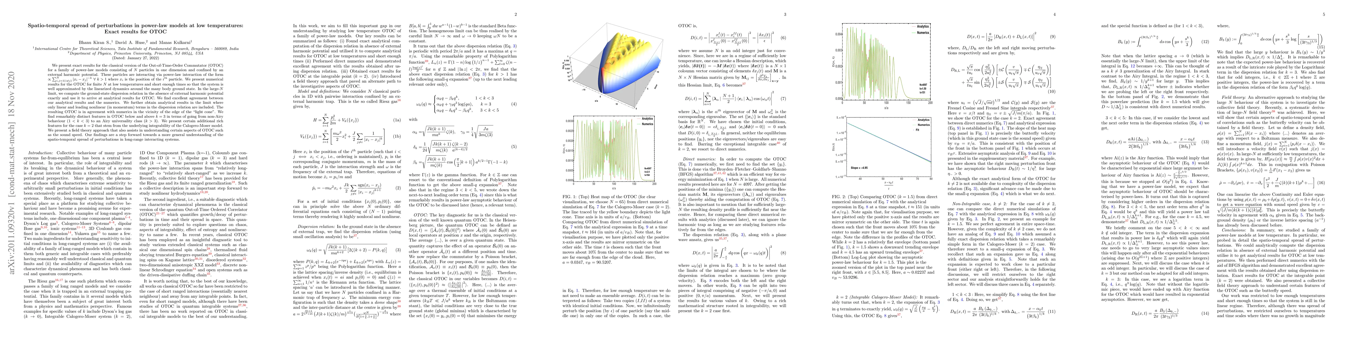 Thumbnail for Spatio-temporal spread of perturbations in power-law models at low
  temperatures: Exact results for OTOC