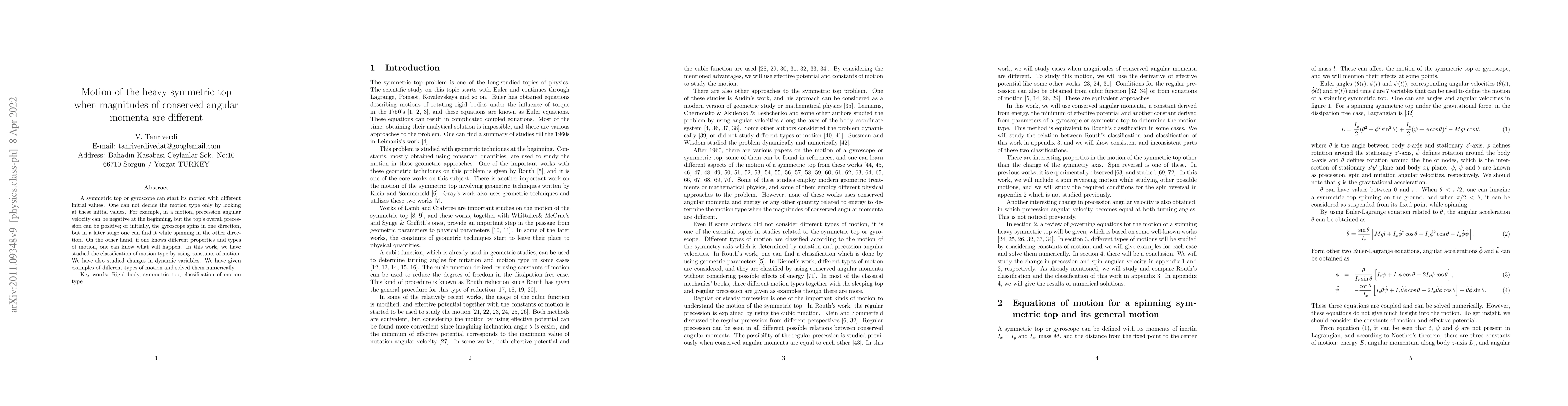 Thumbnail for Motion of the heavy symmetric top when magnitudes of conserved angular
  momenta are different