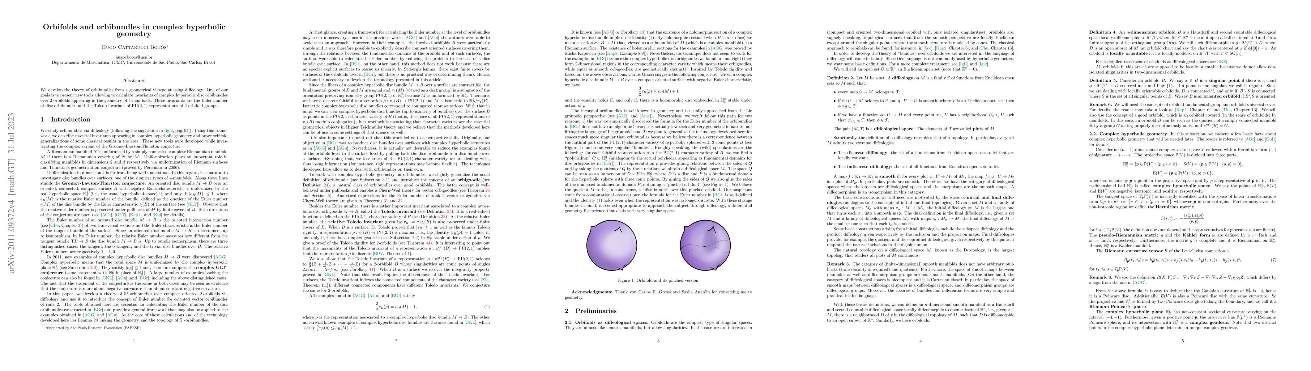 Thumbnail for Orbifolds and orbibundles in complex hyperbolic geometry