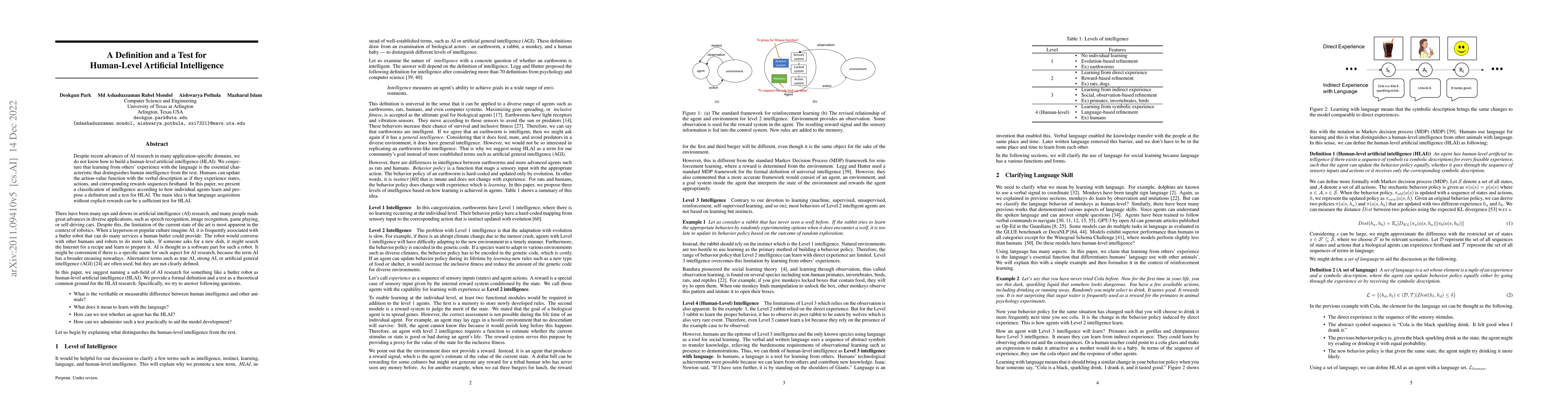 Thumbnail for A Definition and a Test for Human-Level Artificial Intelligence