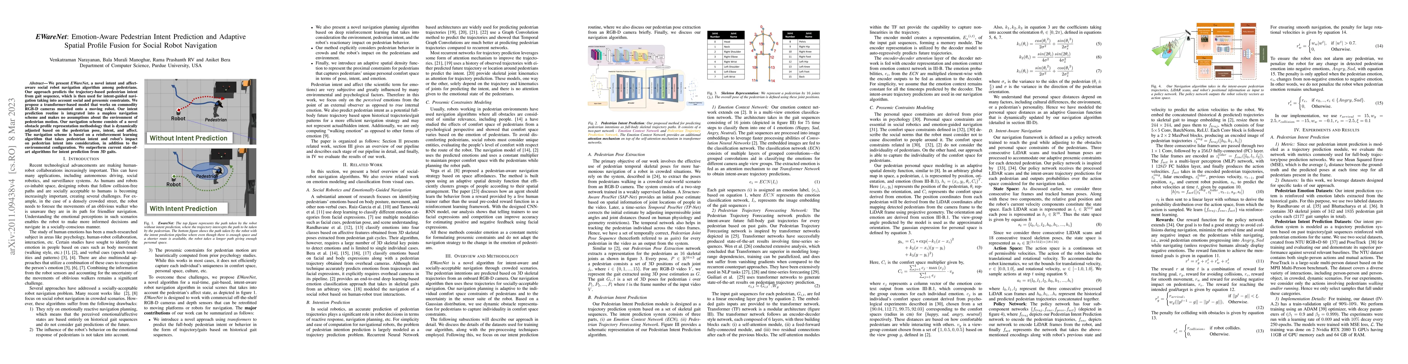 Thumbnail for EWareNet: Emotion Aware Human Intent Prediction and Adaptive Spatial
  Profile Fusion for Social Robot Navigation
