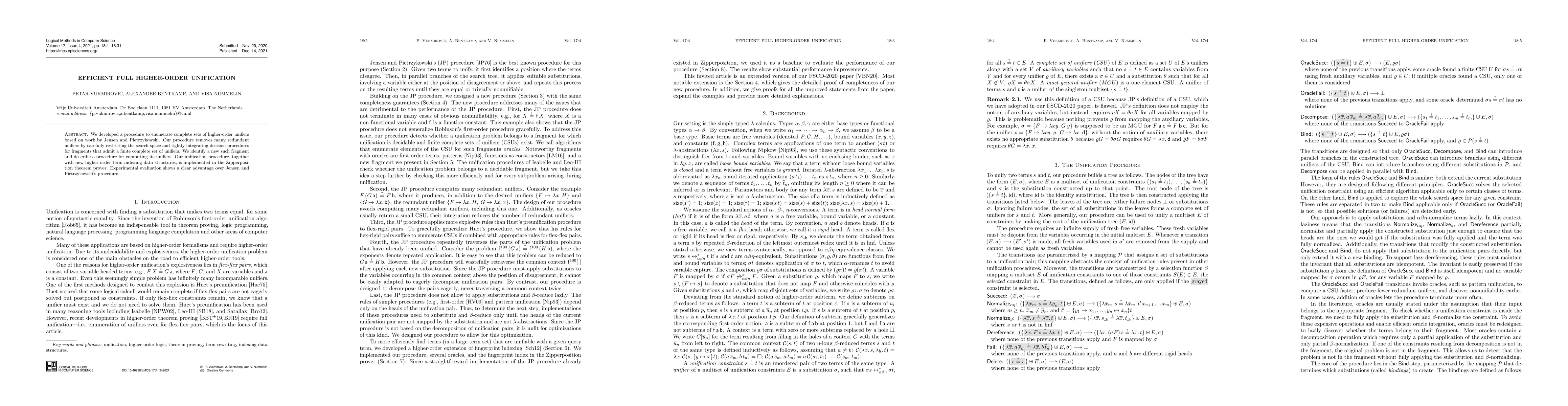 Thumbnail for Efficient Full Higher-Order Unification
