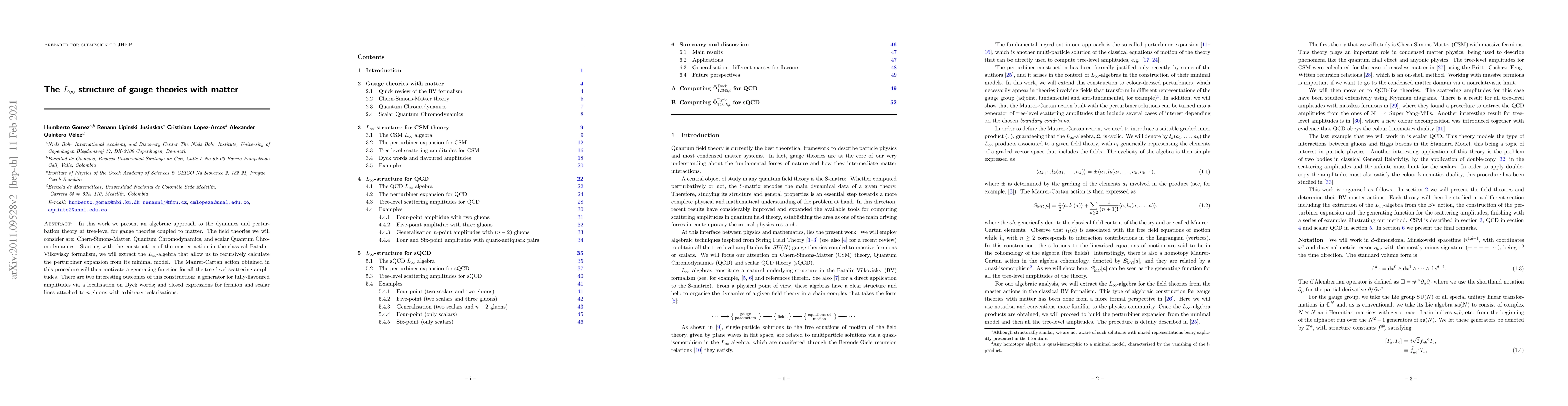 Thumbnail for The $L_{\infty}$ structure of gauge theories with matter