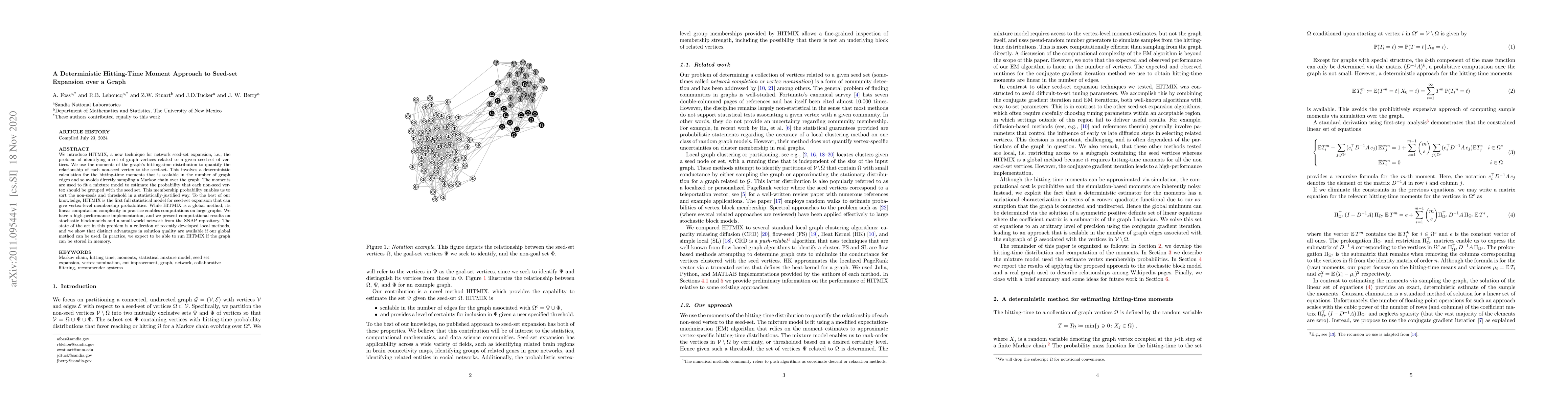 Thumbnail for A Deterministic Hitting-Time Moment Approach to Seed-set Expansion over
  a Graph